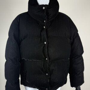Women's Sam. New York Black Velvet Down Filled Puffer Jacket Coat Size S